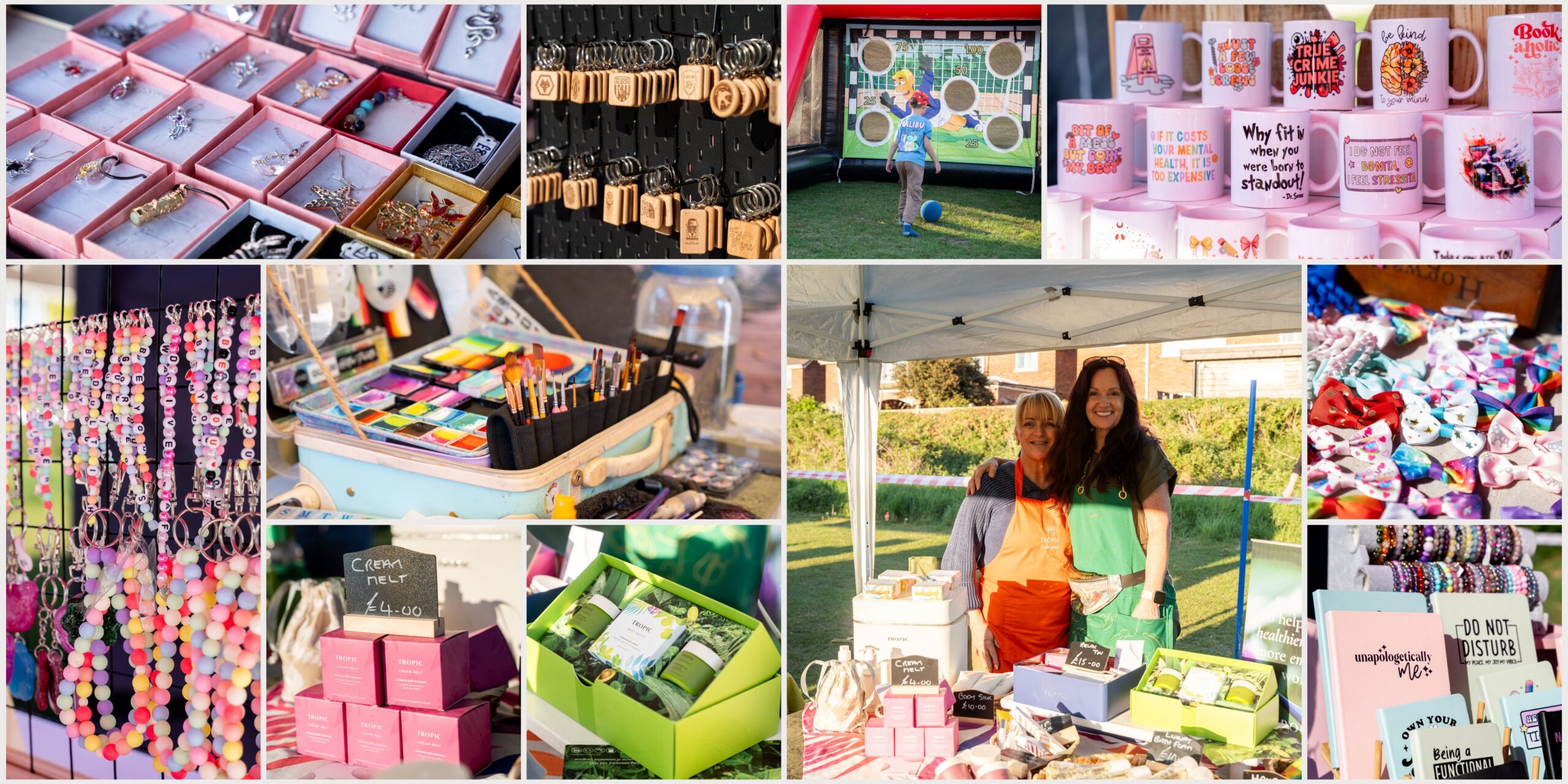 A montage of artisan products available at stalls at Polesworth Fest 2025